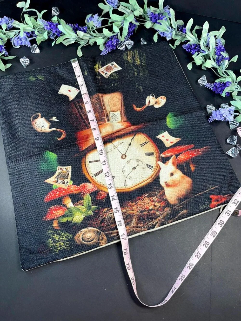 Alice Wonderland Accent Pillowcase Clock Rabbit Throw Pillow Cushion Cover Decor